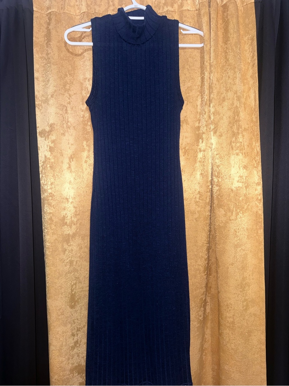 Sleeveless Ribbed Knit Maxi Dress - Navy